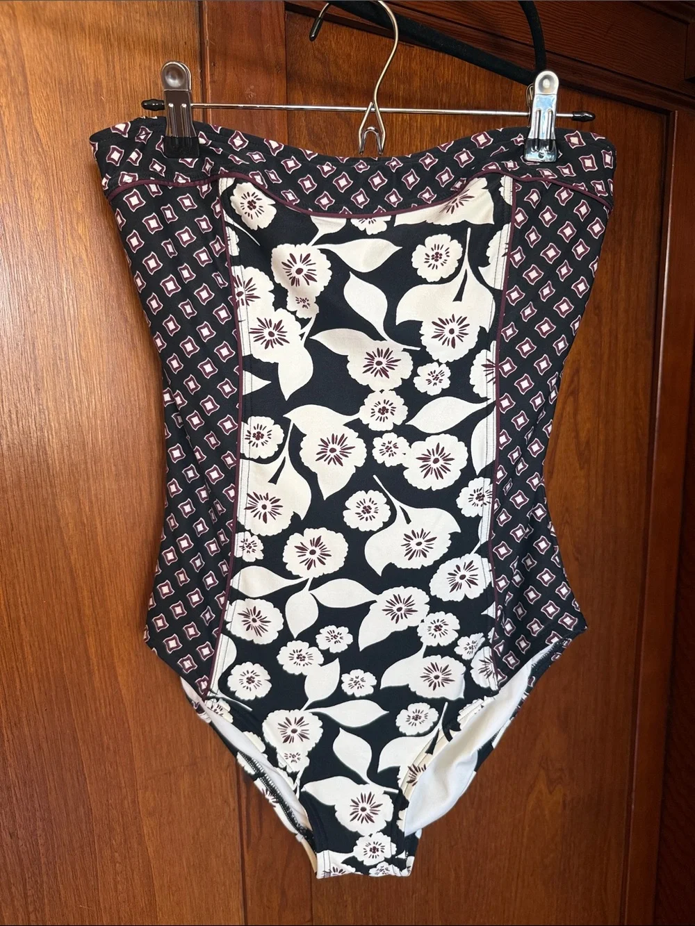 kate spade Black and White Floral Strapless Bodysuit
